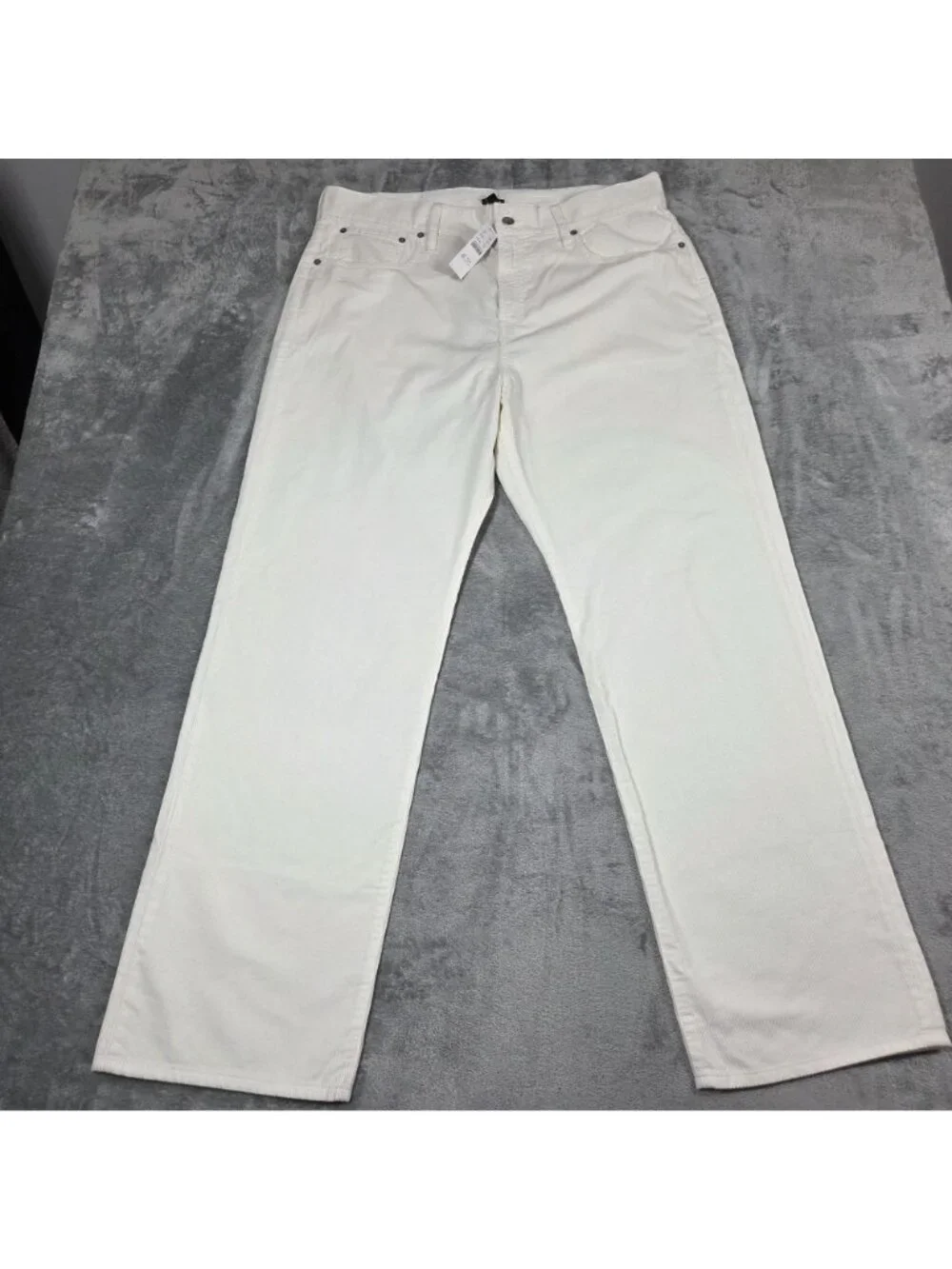 J Crew Loose Straight Corduroy Pants Womens 33 Cream High Rise Preppy NEW